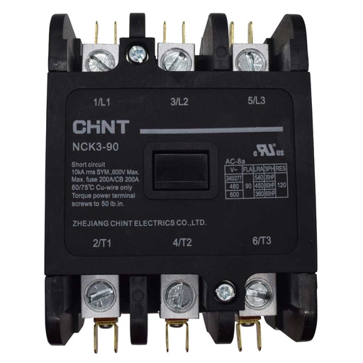 [NCK3-90A/3-230V] NCK3-90A/3-230V — CONTACTOR PARA AIRE ACONDICIONADO 3X90A 230VCA DE BOBINA